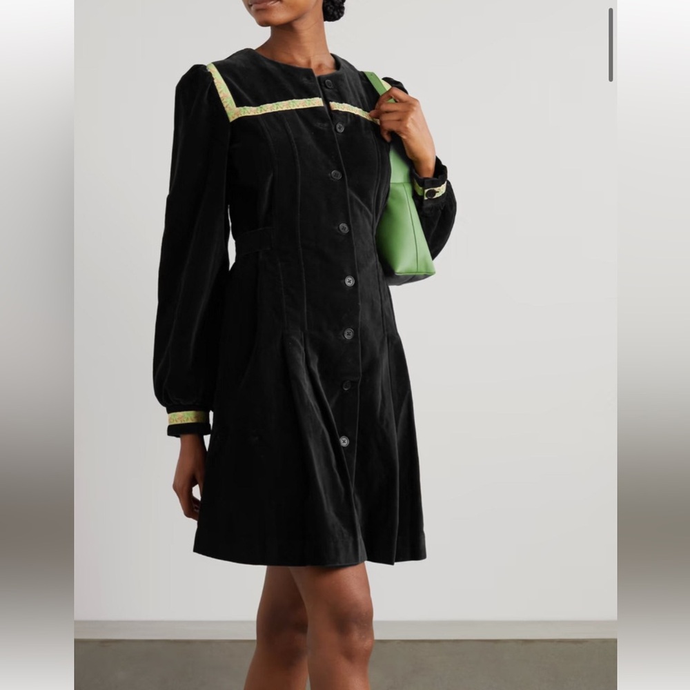 Batsheva Duvall Embroidered Cotton Velvet Dress